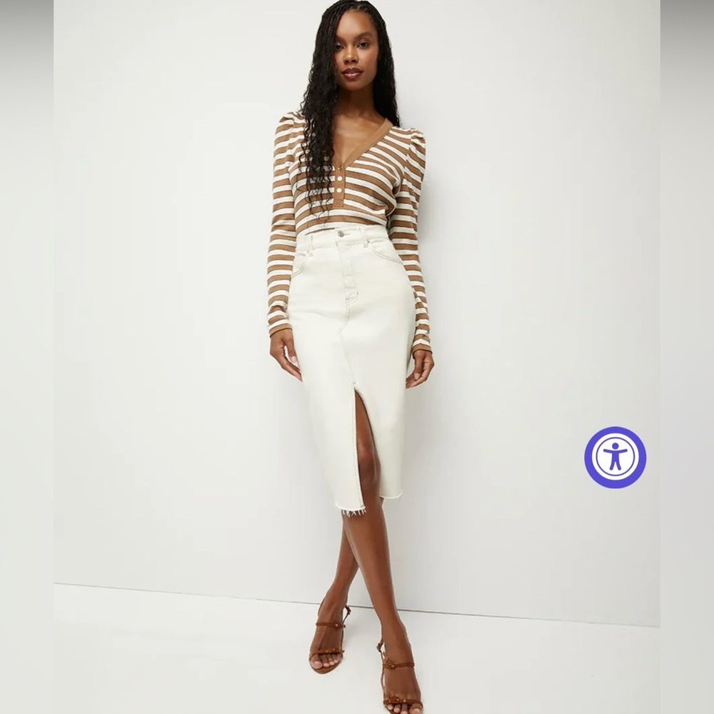 Veronica Beard Denim Midi Skirt - never worn! Size 4 in ecru/ivory